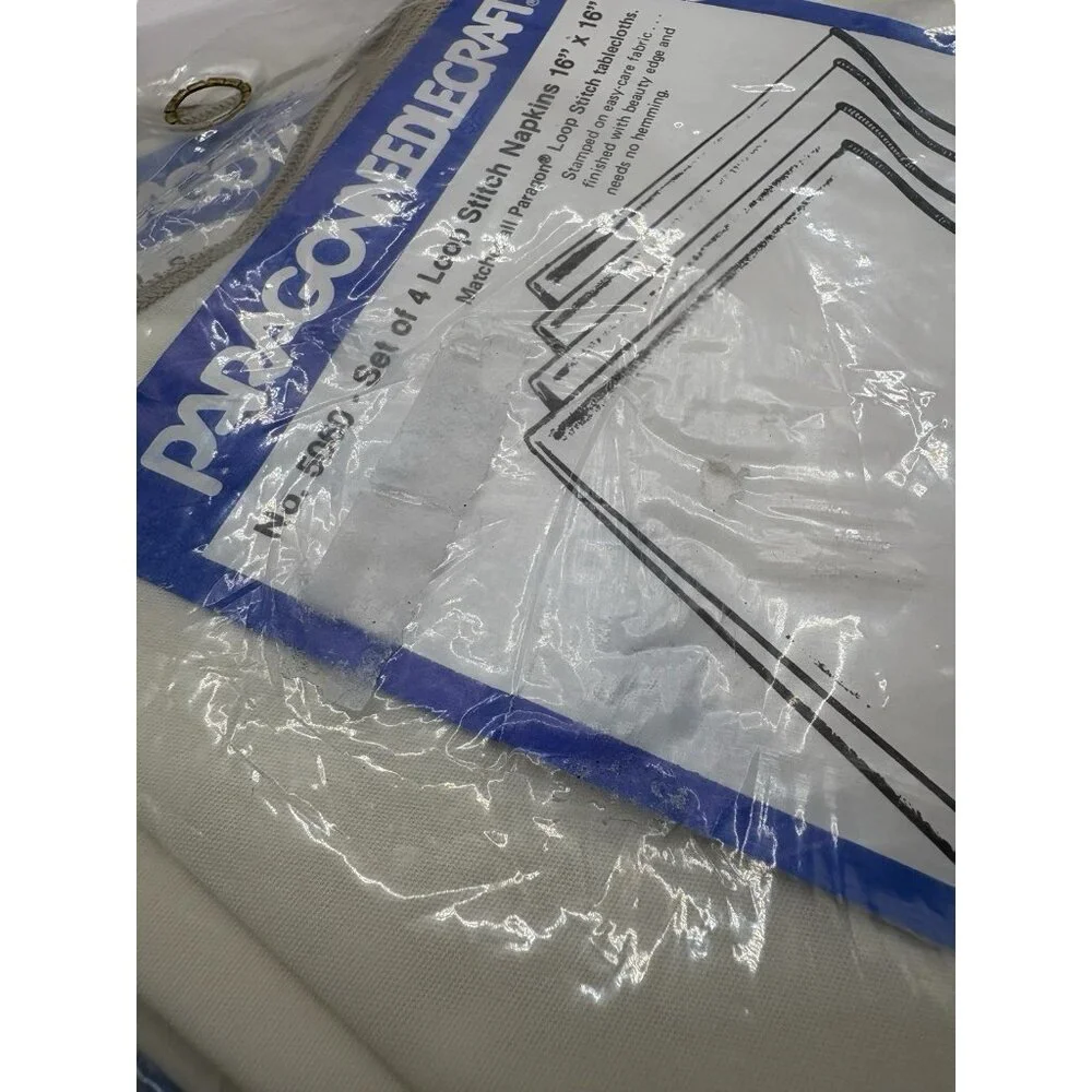 VTG Paragon Needlecraft Cross Loop Stitch Table Napkins 16”x16” 2 Packs Of 4 NOS